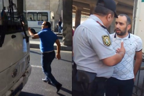 Sərnişinlərlə avtobus sürücüsü arasında dava: işə polis qarişdi